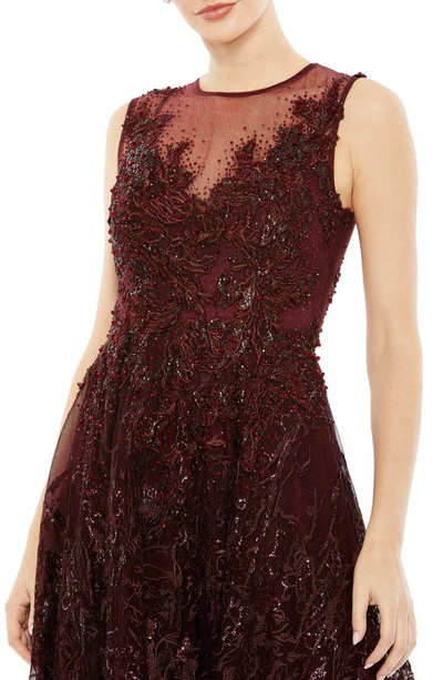 Shop Mac Duggal Sequin Embroidery A-line Gown In Burgundy
