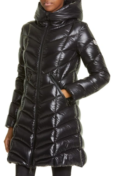 Shop Moncler Marus Quilted Down Hooded Puffer Coat In Black