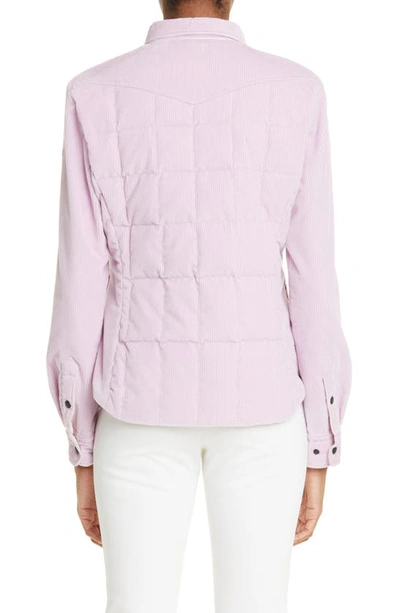 Shop Moncler Nangy Quilted Corduroy Down Shirt Jacket In Lavender