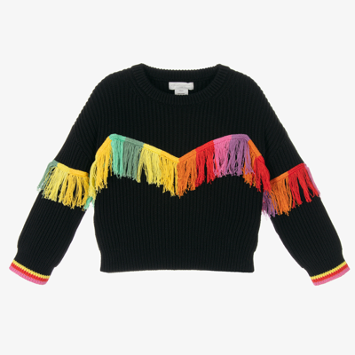 Shop Stella Mccartney Kids Girls Black Fringe Sweater