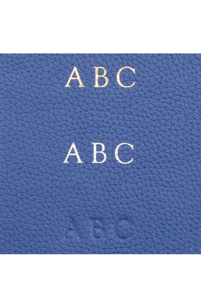 Royce New York Personalized Leather Vaccine Card Holder In Blue Gold Foil