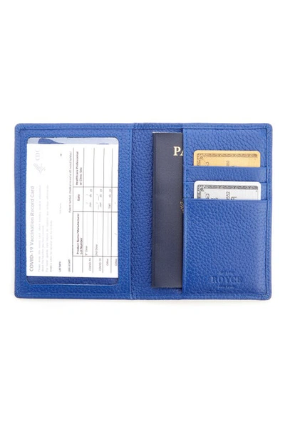 Royce New York Personalized Leather Vaccine Card Holder In Blue Gold Foil
