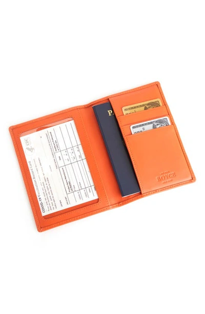 Shop Royce New York Personalized Leather Vaccine Card Holder In Orange - Silver Foil