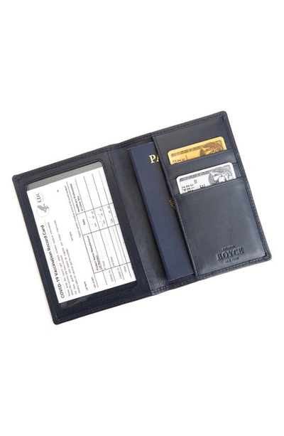 Shop Royce New York Personalized Leather Vaccine Card Holder In Navy Blue - Gold Foil