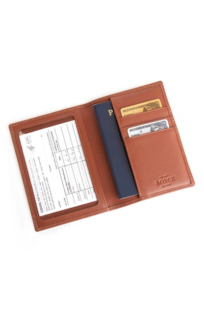 Shop Royce New York Personalized Leather Vaccine Card Holder In Tan - Deboss