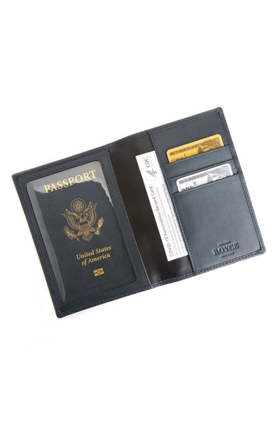 Shop Royce New York Personalized Leather Vaccine Card Holder In Navy Blue - Silver Foil