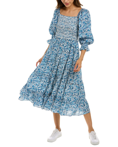 Loveshackfancy Liberty Printed Heri Minnie Midi Dress In Blue | ModeSens