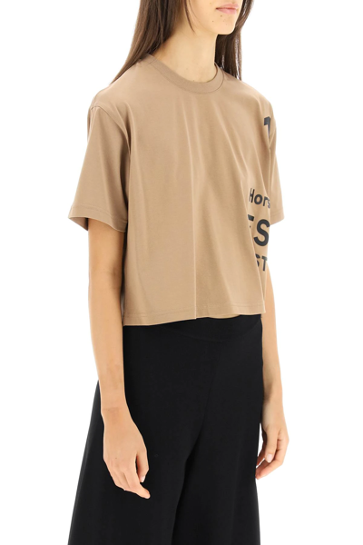 Shop Burberry 'laney' Horseferry Print Cropped T-shirt In Brown