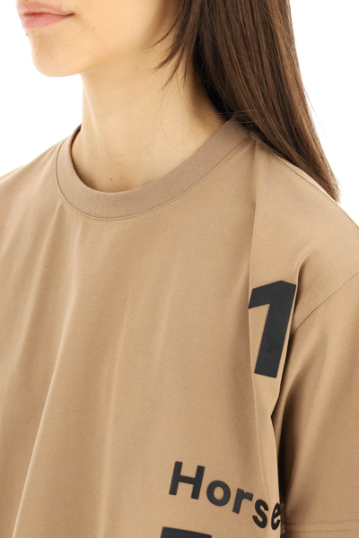 Shop Burberry 'laney' Horseferry Print Cropped T-shirt In Brown