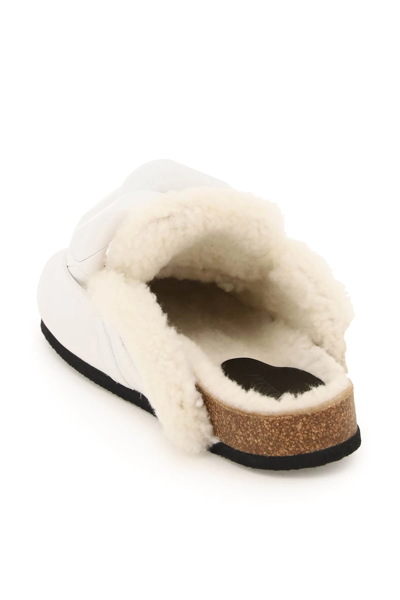 Jw Anderson J.w. Anderson Leather Chain Mules With Shearling Lining In White