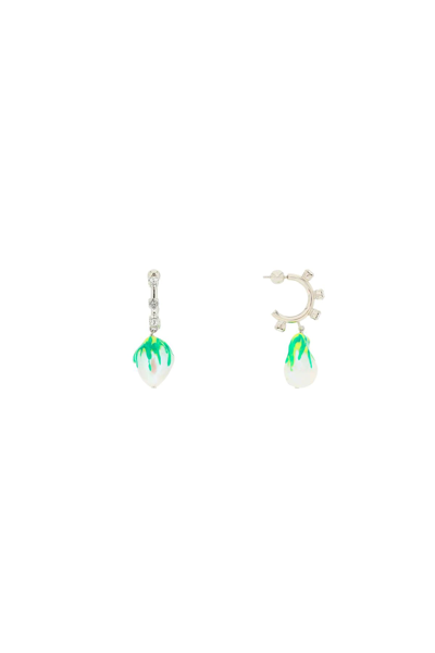Shop Saf Safu 'jelly Melted' Earrings In Silver,green,white