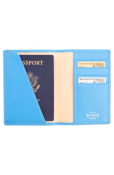 Shop Royce New York Personalized Rfid Leather Card Case In Light Blue- Silver Foil