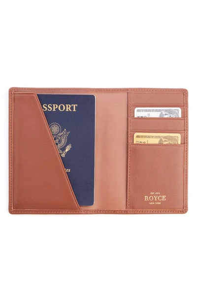 Royce New York Personalized Rfid Leather Card Case In Tan- Deboss