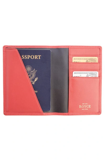 Royce New York Personalized Rfid Leather Card Case In Red- Silver Foil