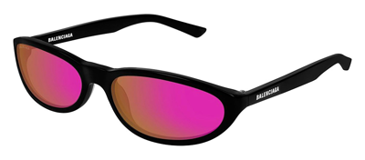 Shop Balenciaga Bb0007s 003 Oval Sunglasses In Violet