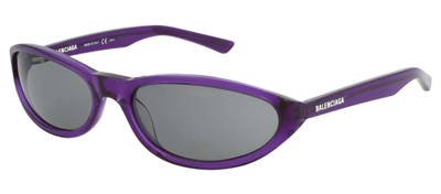 Shop Balenciaga Bb0007s 009 Oval Sunglasses In Violet