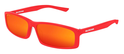 Shop Balenciaga Bb0008s 003 Rectangle Sunglasses In Red