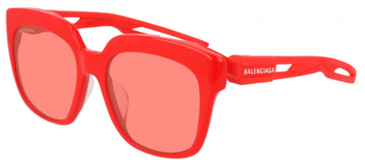 Shop Balenciaga Bb0025sa 003 Oversized Square Sunglasses In Red