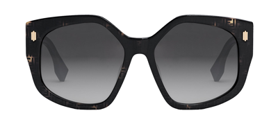 Shop Fendi Bold Fe 40017i 55b Butterfly Sunglasses In Grey