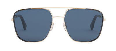 Shop Fendi Classic Fe 40059u 10v Navigator Sunglasses In Blue