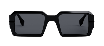 Shop Fendi Graphy  Fe40073u 01a Rectangle Sunglasses In Grey