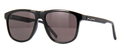 Saint Laurent Black Sl 334 Signature Round Sunglasses In Black