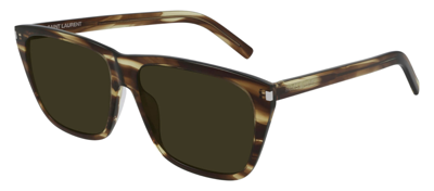 Shop Saint Laurent Sl 431 Slim 005 Flattop Sunglasses In Green