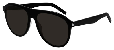 Shop Saint Laurent Sl 432 Slim 001 Aviator Sunglasses In Grey