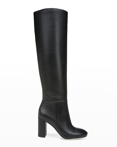 Shop Vince Bexley Leather Knee Boots In Black