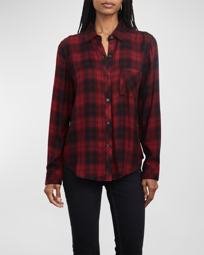 Shop Rails Hunter Plaid Button-front Shirt In Crimson Pitch