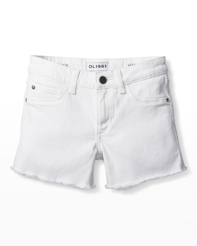 Shop Dl Premium Denim Girl's Lucy Fray Denim Shorts In White