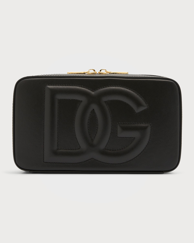 Shop Dolce & Gabbana Dg Logo Zip Leather Clutch Bag In Nero