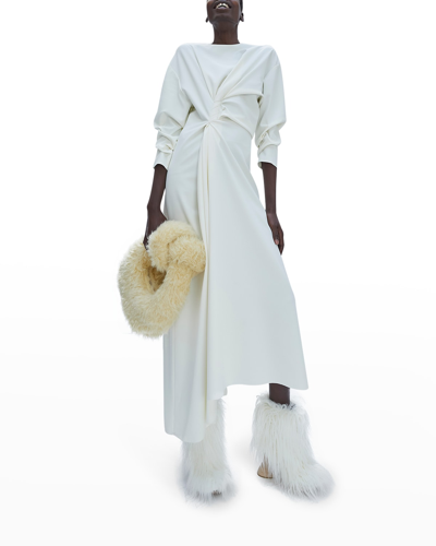 Shop A.w.a.k.e. Asymmetric Gathered Maxi Dress In Ivory