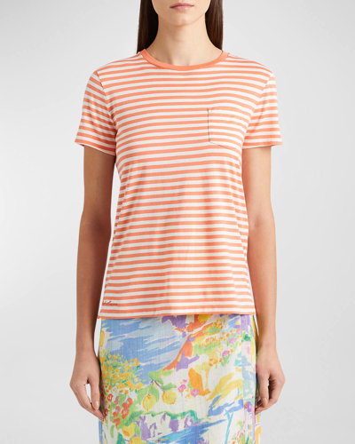 Shop Ralph Lauren Striped Short-sleeve T-shirt In Melon