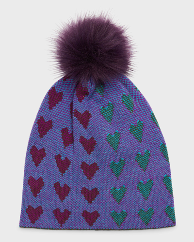 Shop Lisa Todd Love Lines Jacquard Pom Beanie In Grotto Combo