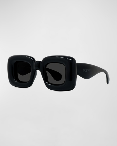 Shop Loewe Inflated Square Injection Plastic Sunglasses In Shiny Black Smoke