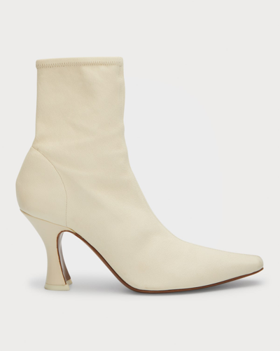Shop Neous Ran Pointed Leather Ankle Booties In Cream