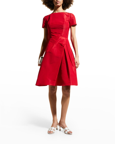 Shop Carolina Herrera Icon Bateau Neck Short-sleeve Dress In Blush