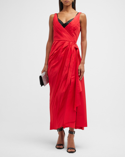 Shop Alexander Mcqueen Deconstructed Wrap-front Midi Dress In Love Red