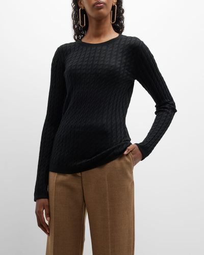 Shop Totême Mini Cable Merino Knit Sweater In Black 200