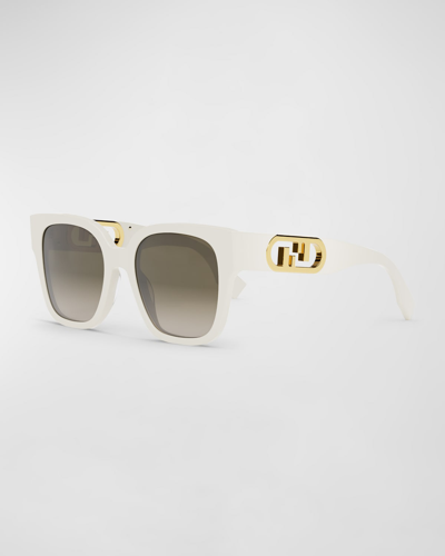 Shop Fendi Ff Square Acetate Sunglasses In Ivory Gradient