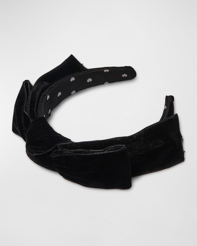 Lele Sadoughi Shirley Velvet Wide Ribbon Headband In Jet