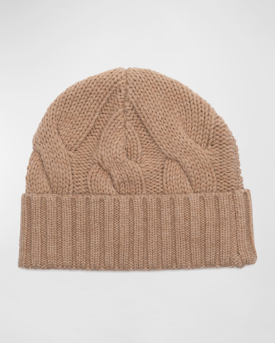 Shop Eugenia Kim Roan Cable Knit Cashmere-blend Beanie In Camel