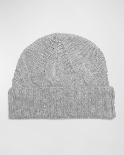 Shop Eugenia Kim Roan Cable Knit Wool-blend Beanie In Gray Silver