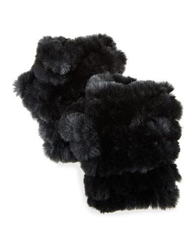 Shop Jocelyn Mandy Fingerless Faux Fur Mittens In Black