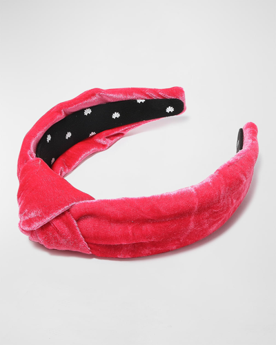 Shop Lele Sadoughi Knotted Velvet Headband In Dahlia