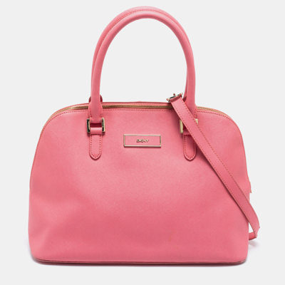 Pre-owned Dkny Pink Leather Dome Satchel