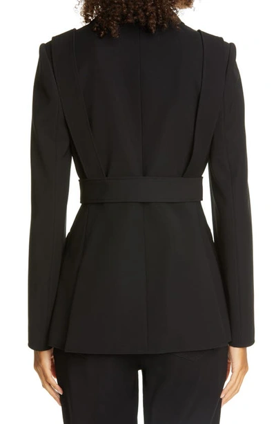 Shop Adeam Harness Detail Belted Crepe Jacket In Black