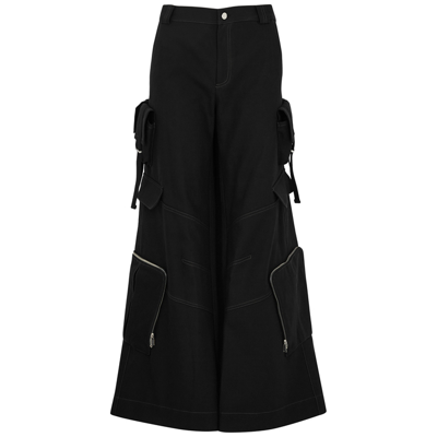 Shop Dion Lee Black Cotton-twill Cargo Trousers