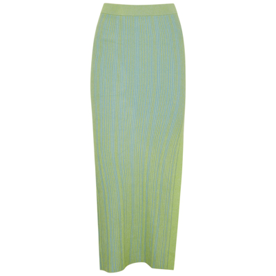 Shop Anna Quan Sophie Green Ribbed Cotton-blend Skirt